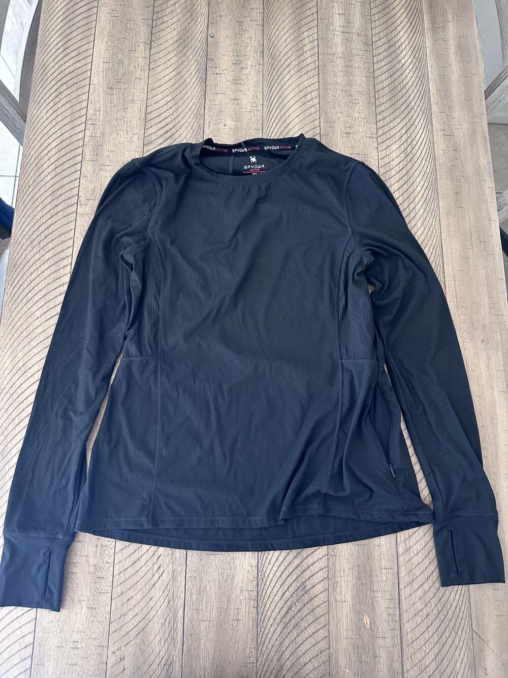 Spyder Active Women's Long Sleeve Performance Top Black Thumbholes Size M